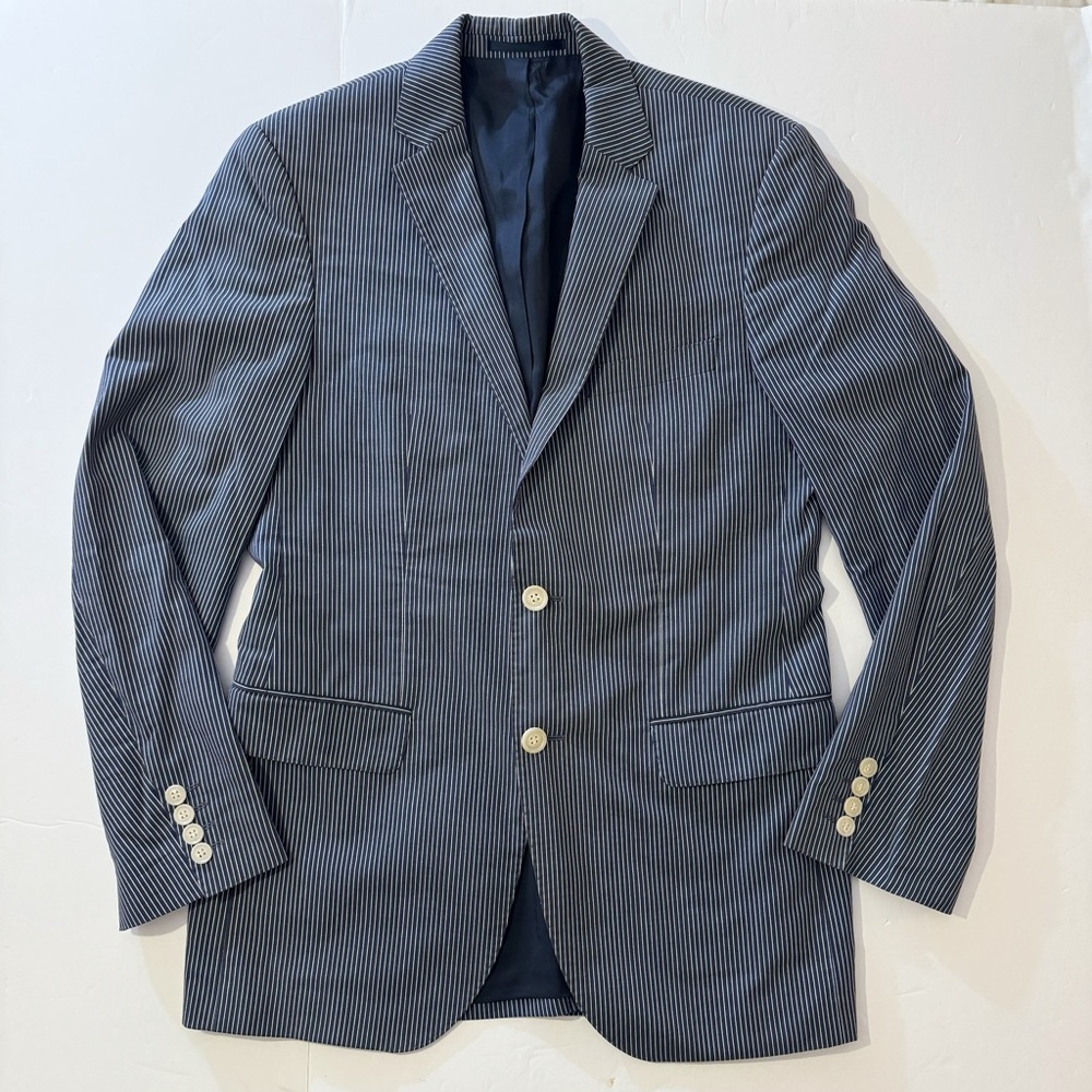 Hugo Boss Navy and White Striped Blazer